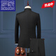 ROMON high-end suit suit men's Chinese suit national trend Chinese style large size stand collar three-button tunic suit three-piece suit black (jacket + vest + pants) 2XL three-piece suit