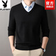 Playboy Men's Fashion Shirt Lapel Fake Two-Piece Sweater 2026 Spring and Autumn New Thick Business Versatile Casual Sweater Black Thickened CJ017 L 120-140Jin Jin equals 0.5 kg