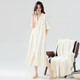 纯棉睡裙女款春秋季长袖宽松加大码开叉长款过膝可外穿开衫家居服 Z826 2XL