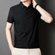 Silk Bird Summer Fashion New Men Upel Camiseta Camiseta de manga corta Negocios informales Polo transpirable 12358 Obsidian Negro 2xl