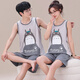 Heshe Campus (Tataschool) summer sleeveless vest shorts couple pajamas for women teenagers pure cotton men plus fat plus size loose home clothes WJ9856 Ya vest cover M women 80-95 Jin [Jin equals 0.5 kg]