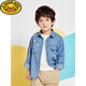 G.duck Boys Denim Shirt Pure Cotton 2026 Spring Children's Lapel Shirt Western Style Korean Baby Jacket Spring and Autumn Clothes Dark Denim Color 100 Suitable for Height 90-100cm Age 3-4 Years Old