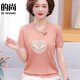 Kuzhang (Kuzhang) Vêtements d'été des femmes d'âge moyen et âgées Nouvelles chemises tricotées chinoises T-shirt à manches courtes à manches courtes Mother Ice Silk Top 9922 POUDRE LUMIÈRE M RECOMMANDÉ 85-100jin [Jin est égal à 0,5 kg]