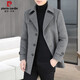 Pierre Cardin Double-sided Woolen Coat Men's 2025 Autumn and Winter Thickened Liner Windbreaker Mid-Length Woolen Coat Black (Wool Double-sided Woolen Coat) Regular M Recommended 95-105Jin Jin equals 0.5 kg