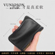 VUNIQSON high-end men's wallet genuine leather short mini card holder coin bag soft sheepskin zipper coin purse men's gift mini coin purse (black)