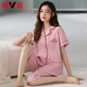 Yalu High-End 2025 Neue Pyjamas für Frauen im Sommer im Sommer reines Baumwoll kurzärmelige Hose für Sommer loser großer Strickjacken Hauskleidung NX9898 L