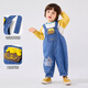 Dudujia children's denim overalls autumn clothing boys versatile woven pants girls autumn loose casual pants cartoon children's clothing denim blue 100