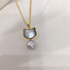 Hao Chuang 2025 Freshwater Pendant Seashell Black Cat White Cat Pendant Jewelry Clavicle Chain Necklace for Friends Black