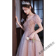 
Real pink evening dress for women's banquet temperament light luxury niche high-end French style gift host art exam pink mid-length L