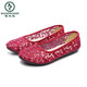 Woodpecker New Old Pékin Chaussures en tissu Femme Chaussures Mesh Sandales Cremplies Sandales Soft Sole Mother Chaussures Single Chaussures Sequin Chaussures pour femmes Été 9905 Blanc 34