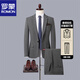 ROMON suit men's formal British business casual professional suit groom wedding dress slim Korean version light gray suit + shirt + pants L