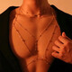Shixi chest chain men's body chain large size sexy and sexy high-end collar necklace bar decorative chain couple waist chain boys silver chest chain + necklace
