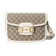 Gucci (GUCCI) antike Damentasche Horsebit Umhängetasche 1955 Serie kleine Umhängetasche Doppel-G-Muster Canvas und Leder Umhängetasche beige weiß 60220492TCG9761