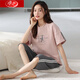 Langsha pajamas for women in summer pure cotton full cotton cropped pants suit for summer middle-aged and elderly mothers large-size short-sleeved home clothes NXF-9856 light blue M [Suggested weight: 80-100Jin [Jin equals 0.5 kg]]