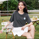 
220g pure cotton 2025 Glacier Blue Short Sleeve T-shirt for Women in Summer T-shirt Sweet Student Top B701YL 1692 Dark Gray L