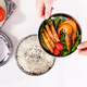Enshousu stainless steel lunch box steamed rice bowl round thickened double-layer lunch box for students and adults in canteen extra small 12cm + vegetable grid