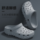 Fat Donglai Croc Shoes Men's 2025 New EVA Non-slip Anti-odor Beach Casual Thick-soled Summer Outer-wear Driving Sandals for Men Gray Main Picture Style _Thick-soled Wear-Resistant Outerwear 40-41 Suitable for 39-40 Feet