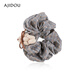 AJIDOU Ajidou hair accessories for women, fashionable and cute bear casual high ponytail elastic large intestine hair ring birthday gift for girlfriend gray + khaki 1 piece
