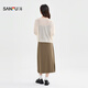 Sanfu Suit 2025 Autumn Hollow Neck Woolen Blouse Dress Two-piece Set Women's 505938 Brown S
