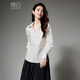 Late white off-size clearance temperament V-neck cotton shirt temperament lace collar light mature style shirt for women white L