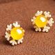 Shi Yue Jewelry Natural Amber Beeswax Earrings Earrings Single Bead S925 Silver Inlaid Accessories Women's Gift