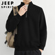 JEEP SPIRIT Jeep half-zip sweatshirt men's autumn and winter Korean style stand-up collar sweater men's trendy top olive green XL