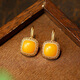 Fat Donglai's same beeswax earrings, natural old women's Polo earrings, classic square earrings-5680