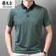 
CEO Yageol Men's Lapel Short Sleeve T-shirt Summer Stripes Young and Middle-aged Business and Casual POLO Shirt Ice Wire Breathable Green 13691 S 165