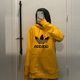 阿迪达斯（adidas）三叶草卫衣男装2025年春季新款加厚保暖运动服外套休闲连帽套头衫 GD9923明黄色内里毛圈  S