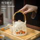 Panda teapot household ceramic teapot tea cup afternoon tea tea set cup set birthday gift ceramic panda bamboo handle teapot (everything goes well)