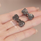 Two Worlds of Joy small rhinestone bow side duckbill clip crystal hair clip high-end forehead broken hair clip mini bangs clip small bow hair clip 2 pieces