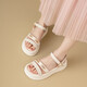Huilijun shit-skinned sandals for women in summer 2025 new style French fairy style soft sole non-slip women's fashion sandals 9905 beige upgraded version versatile and comfortable 34