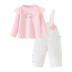 Mini Bala boys and girls overalls set cute and cute long-sleeved cotton T-shirt soft denim two-piece set 2025 autumn and winter new products