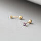 K gold earrings, screws, ear plugs, natural tanzanite earrings, amethyst crystal gemstones, 18K gold, amethyst (4M round) earrings