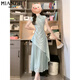 Cotton New Chinese Cheongsam Spleißkleid für Frauen im Sommer 2025 Neues kleines Verschmutzungstemperament Schlanker chinesischer Stil langes Kleid 6173 Bildfarbe [hohe Qualität 58] S 80-90Jin [Jin ist gleich 0,5 kg]