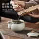 TEAHUE Ru kiln hand-caught pot, covered bowl, tea cup, anti-scalding ceramic teapot, high-end household kung fu tea set, fair cup with tea drain