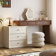 Mugongjiang Shuying solid wood dressing table bedroom simple 2025 new modern storage cabinet bedside retractable dressing table dressing table + six drawer cabinet + acrylic stool + cloud mirror