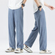 KAZUKI KURAISHI Spring and Autumn New Casual Pants Men's Trendy Brand Loose Straight Droop Denim Wide Leg Long Pants Men's Clothing 2025 Spring CO_1048-Black M