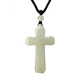 Jingjian Hotan jade cross pendant for men and women, safe jade pendant, jade pendant, white jade pendant necklace with certificate, cross pendant (black rope) 58*40*8MM