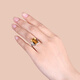GEM STONE KING Ring Women's Square Citrine Amethyst 925 Silver Fashionable Princess Colored Gemstone Women's Ring as a Gift for Mom Beautiful No. 5 Citrine