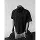 Lingka Qi air layer deconstructed splicing Henry collar short-sleeved men's T-shirt summer American trendy brand cleanfit heavyweight polo shirt black polo collar heavyweight style XL (ready in stock)