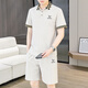 Pierre Cardin Summer Herren Kurzärärmelte Polo-Hemdanzug Trendy One Set mit lässigen Sommer-Sommer-T-Shirt-Shorts zweiteiler Set TZ9902 Beige M.