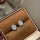 S925 silver blue water jade earrings oval light bulb new Chinese style high-end niche design earrings