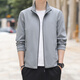 YOOOURTHING Jacket Jacket Men's 2025 Spring and Autumn New Casual Versatile Slim Solid Color Stand Collar Business Wear Winter Velvet Gray XL Recommendation 115-135Jin Jin equals 0.5 kg