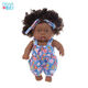 Zododo African black doll cute doll comfort baby sleeping doll vinyl reborn fake doll children's toy girl Q81004C blue and green picture overalls 1m