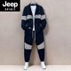 JEEP SPIRIT Jeep Spring and Autumn New Color Matching Suit Men's Fashion Swallowtail Jacket Trendy Versatile Casual Pants Handsome Two-piece Set Black Suit XL