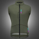 Wasavi road cycling jersey autumn and winter fleece vest mountain bike high elastic windproof jacket outdoor cycling vest for men Qiufeng-military green vest/men's style comfortable and slim L