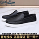 Goldlion Men's Loafers Soft Leather Business Casual Leather Toe Cowhide Men's Flat Shoes Breathable Single Shoes Black 40