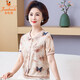 Golden Fox Mom Summer Fashion Ice Silk Short Sleeve T-shirt Lapel Middle-aged and Elderly Women's Fashionable Top Grandma Loose Needle Green BD4017/689 3XL Recommended 115-130Jin [Jin equals 0.5 kg]