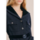 OBBLIGATO Olgado autumn and winter sequined floral yarn waist coat suit jacket navy blue L